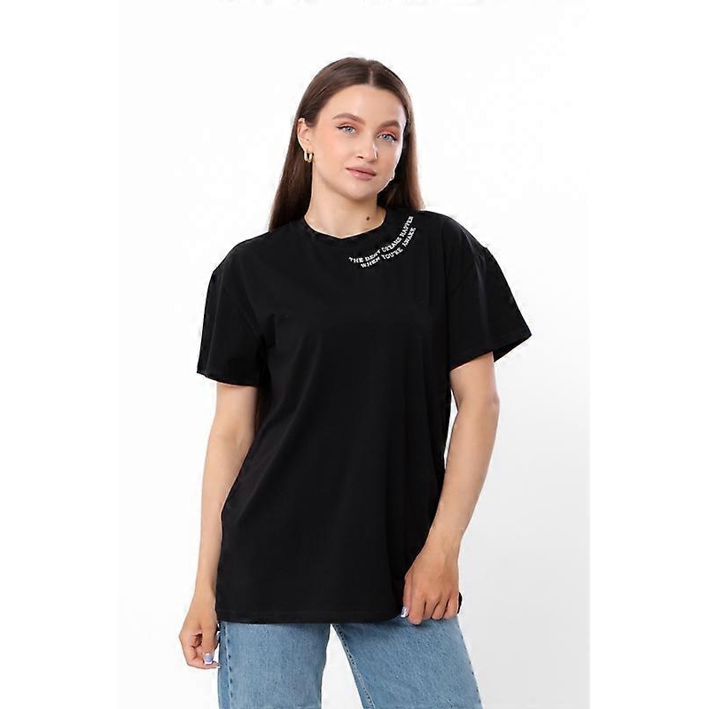 Womens Oversize T-Shirt  Soft Cotton Fulicra, Inspiring Embroidery, Casual & Trendy, Summer,  HC 8384-036-22