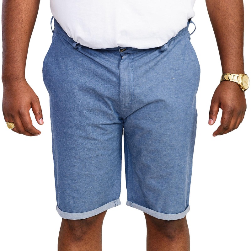 D555 Mens Alderton Big Tall Kingsize Stretch Chambray Shorts – Navy