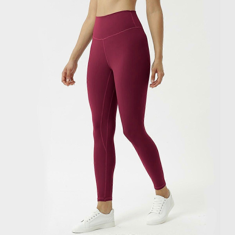 Womens Sweatpants High Waist Solid Color Hip Lifting Exercise Fitness Tight Yoga Pants Leggings Wine red