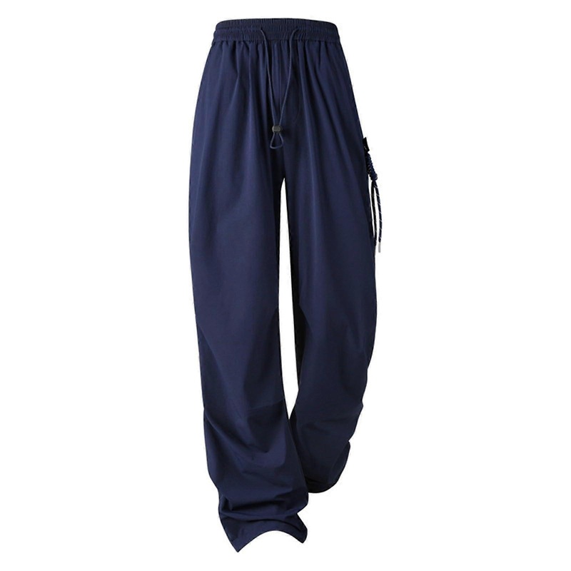 Cargohose Herren Straight Leg Dark Blue Arbeitshosen mit Elastischer Taille Leichte Atmungsaktive Jogginghose L