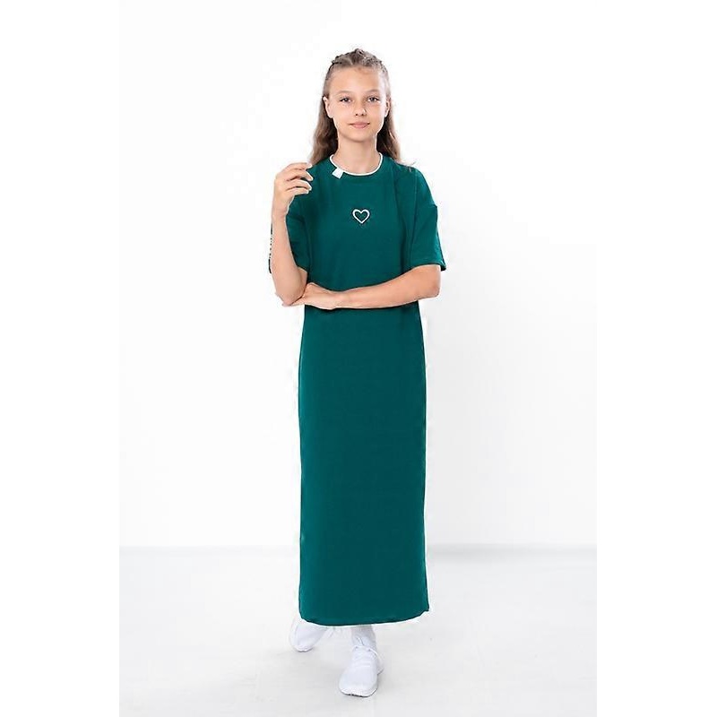 Girls Cotton Maxi Dress  Straight Silhouette with Knee Slit & Print Accents, Summer,  HC 6434-057-33