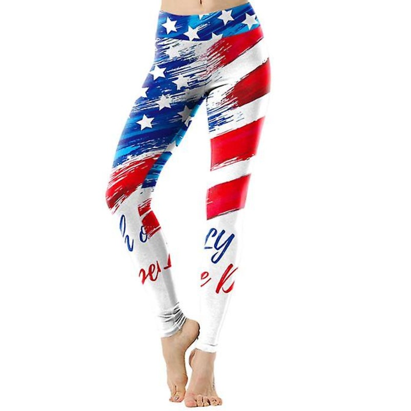 2022 New Women’s Independence Day Holiday Digital Printing Fitness Pants Outdoor Running Sports Pants