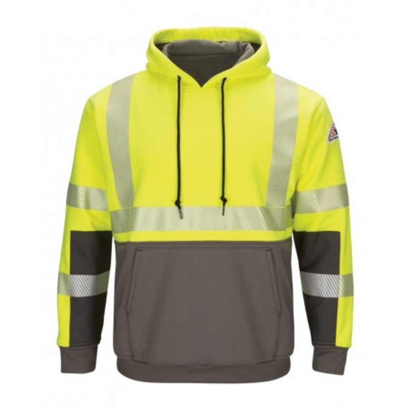 Bulwark SMB4 Hi-Visibility Color-Blocked Pullover Hooded Fleece Sweatshirt | Bulwark SMB4