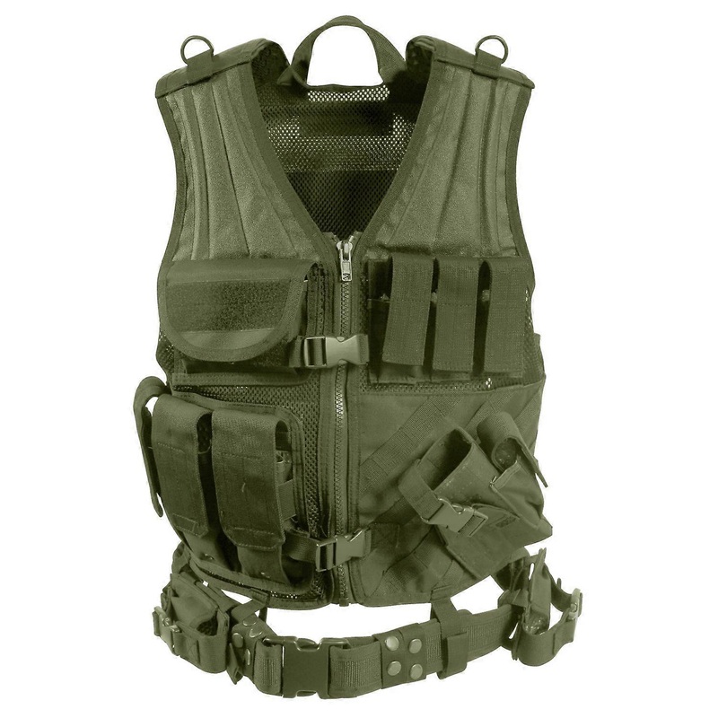 Cross Draw MOLLE Tactical Vest, Olive Drab – Regular