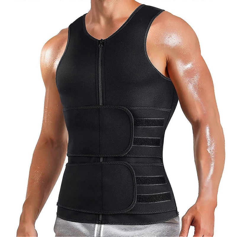 Herren Slimming Vest Sauna Fitness Shaping Vest ShortSleeve TShirt Gym Sweat Sport Body Shaper(S) S Black