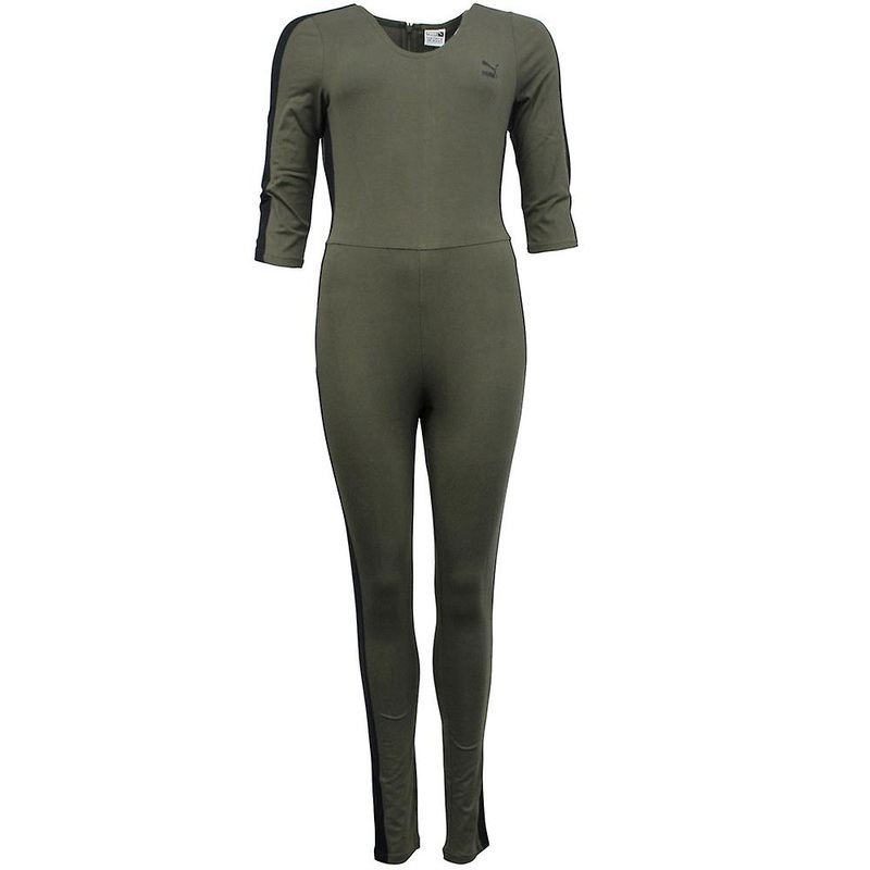 Puma Archive T7 Womens Olive Night Khaki Cotton Jumpsuit 573534 14