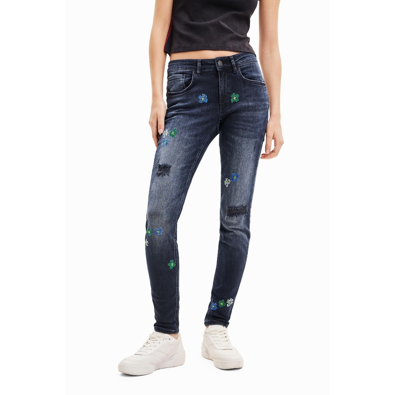 Desigual Bruselas Embroidered Push Up Skinny Jeans 23WWDD17