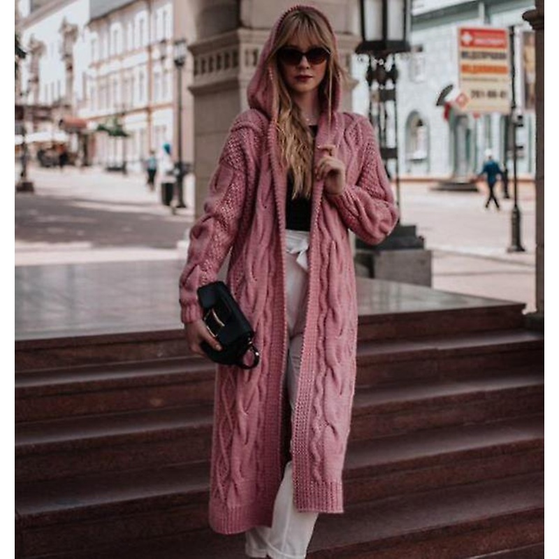 2023 High Quality Women’s Coat Autumn And Winter Hot Selling Solid Color Hooded Sweater Women’s Long Sweater Cardigan