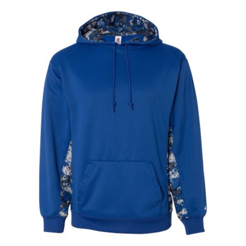 Badger 1464 Digital Camo Colorblock Performance Fleece Hooded Sweatshirt | Badger 1464