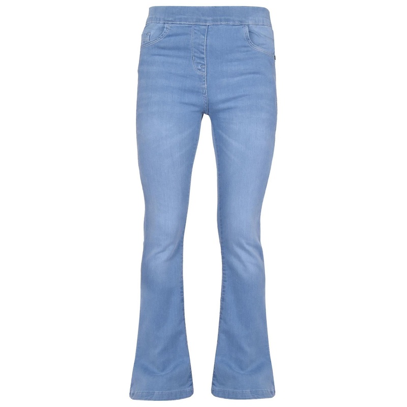 Girls Comfort Stretchy Bell Bottom Flared Light Blue Denim Jeans