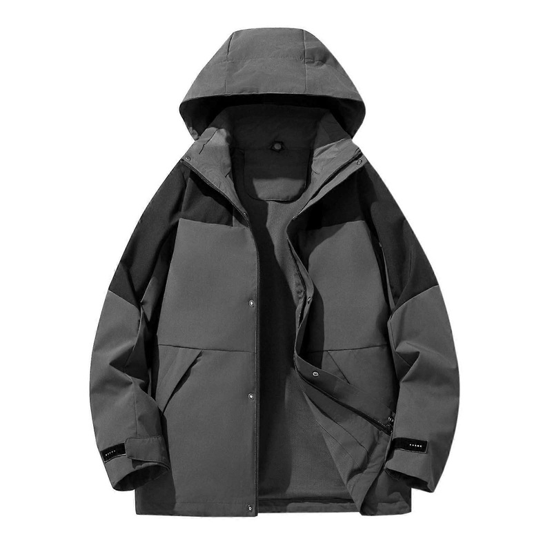 Rain Jacket Women’s Waterproof Breathable Lightweight Wind Jacket Thin Plain Raincoat Gray L