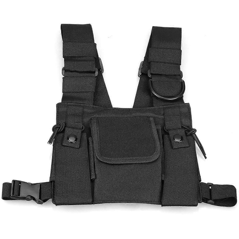 Shoulder Bags Chest Rig Bag Unisex Hip Hop Streetwear Vest With Adjustable Waist Pockets Black