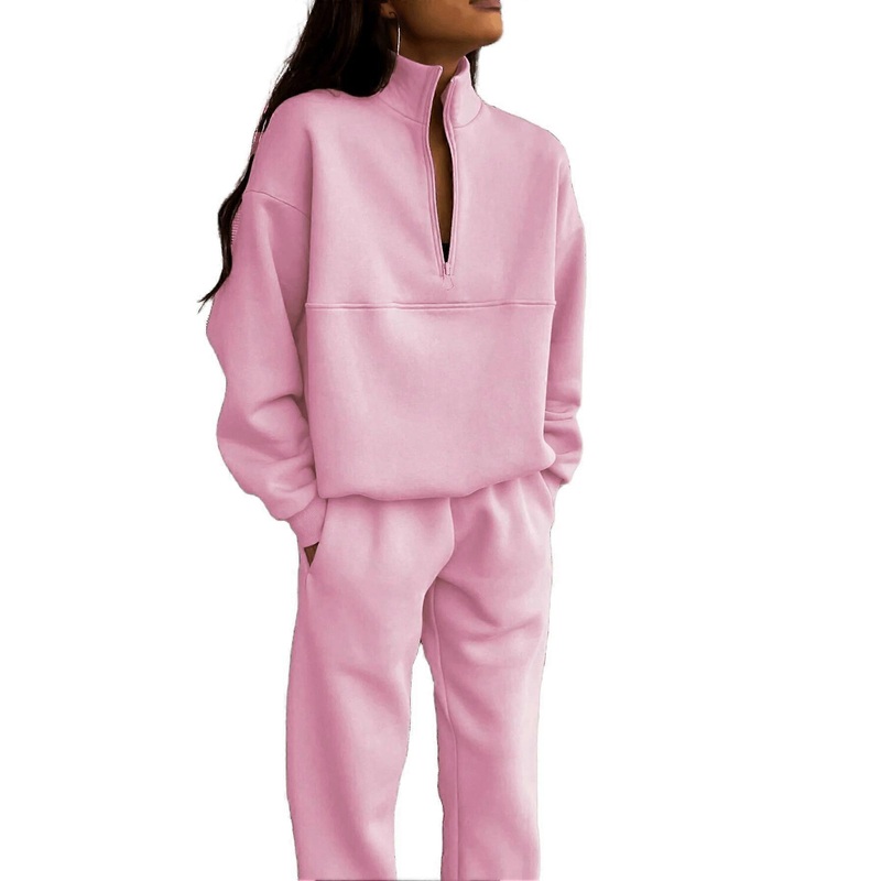Winter Clothes Women Warm Suit New Sweatshirt Ladies Outfit Clothing Long Sleeve Stand Collar Casual Sport Stylish Two Piece Set