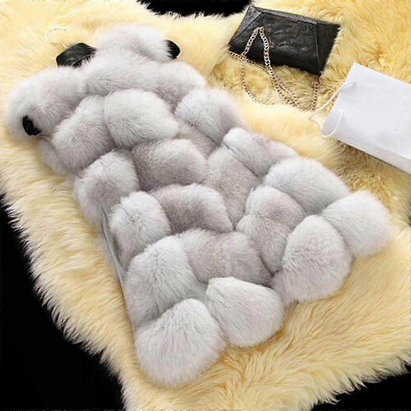 Women Faux Fur Waistcoat Gilet Body Warmer Sleeveless Jacket Coat-kk