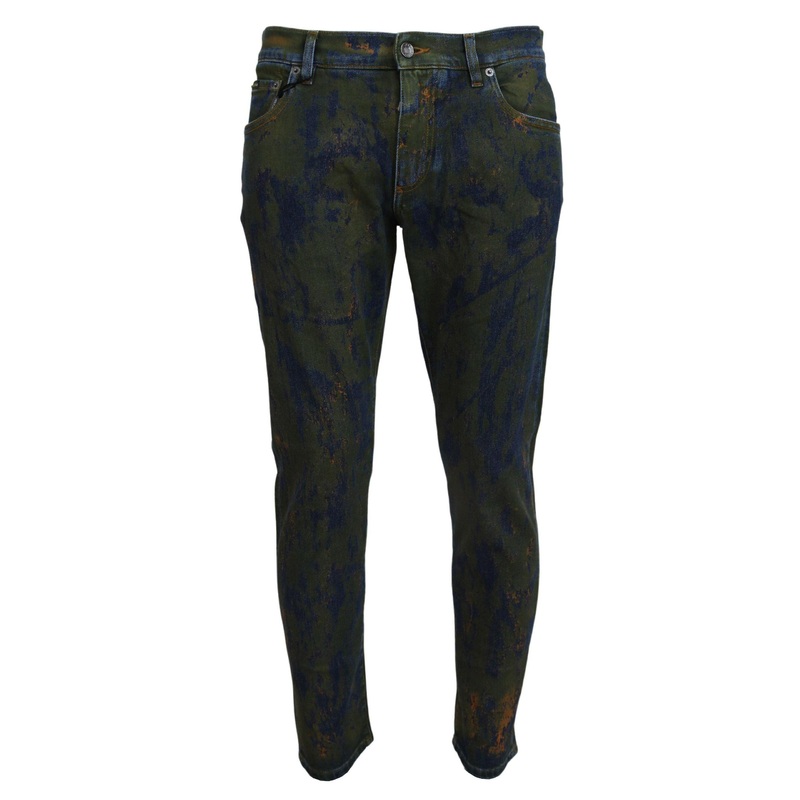 Dolce & Gabbana Men’s Blue Green Skinny Cotton Denim Jeans