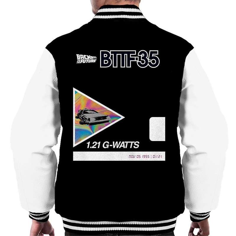 Back to the Future 35th Anniversary Psychedelic Marble Design Men’s Varsity Jacket