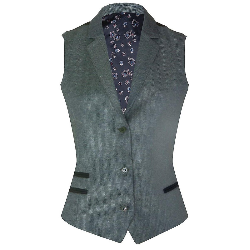 Womens 1920s Green Wool Classic Retro Vintage Waistcoat
