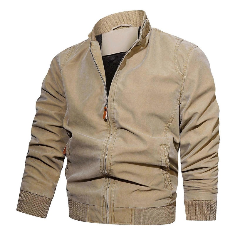 Quilted Jacket Men’s Winter Parka Thick Softshell Coat A5-Khaki 3XL Outdoor Leisure Functional Jacket