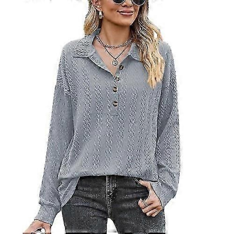 “solid Color Buttoned Loose Sweater Jacket For Women, Autumn And Winter, M Gray” –