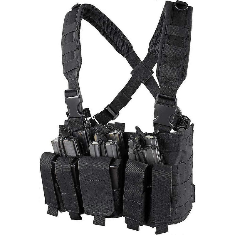 Tactical Combat Recon Chest Rig Vest MOLLE System Airsoft Webbing Black