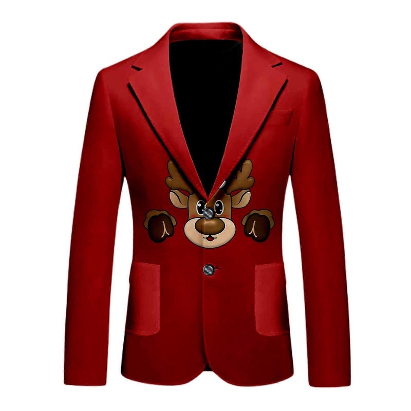 Weihnachten Sakko Herren Anzugjacke 3D Schneeflocken Langarm Kostm fr Herbst Frhling Festival Party Freizeitkleidung