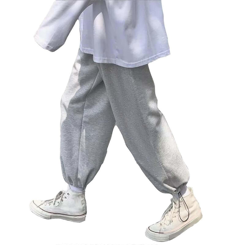 Harem Pants for Men Loose Jogging Pants Sport Trousers Baggy Style with Elastic Waistband in Grey XXL