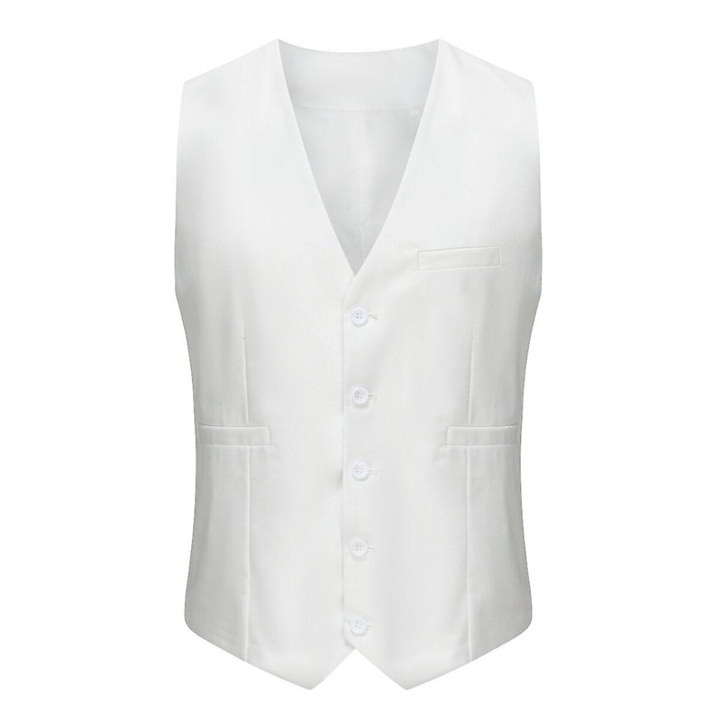 Sliktaa Mens Business Slim Formal Vest Solid Color Breasted Suit Waistcoat