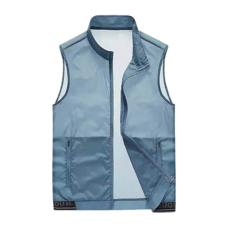 Men’s Lightweight Softshell Vest QuickDrying Work Vest Breathable Thin Summer Vest S light blue
