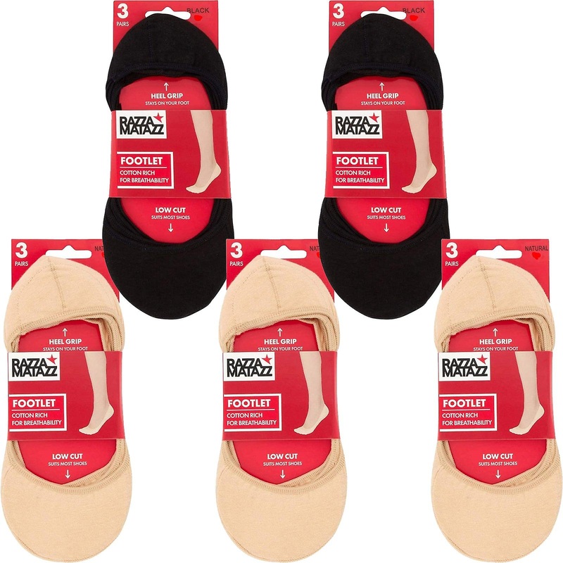 15 Pairs Razzamatazz Footlet No Show Low Cut Women Socks Black Beige Hxu63g Bulk