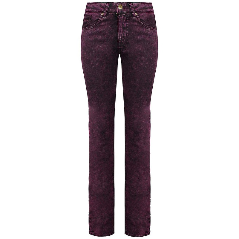 Criminal Damage Acid Wash Comfort Stretch Burgundy Womens Skinny Fit Jeans SSJAB