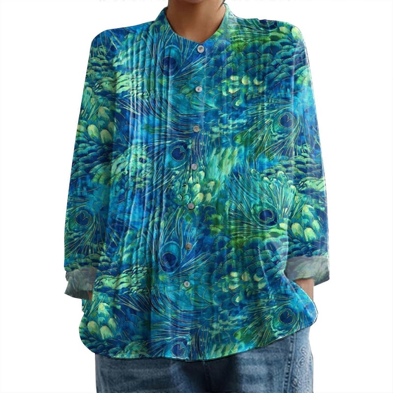 Womens Pleated Shirt With Retro Front Pleats  Soft Linen Like Fabric Easy Regular Fit Elegant Design Features: