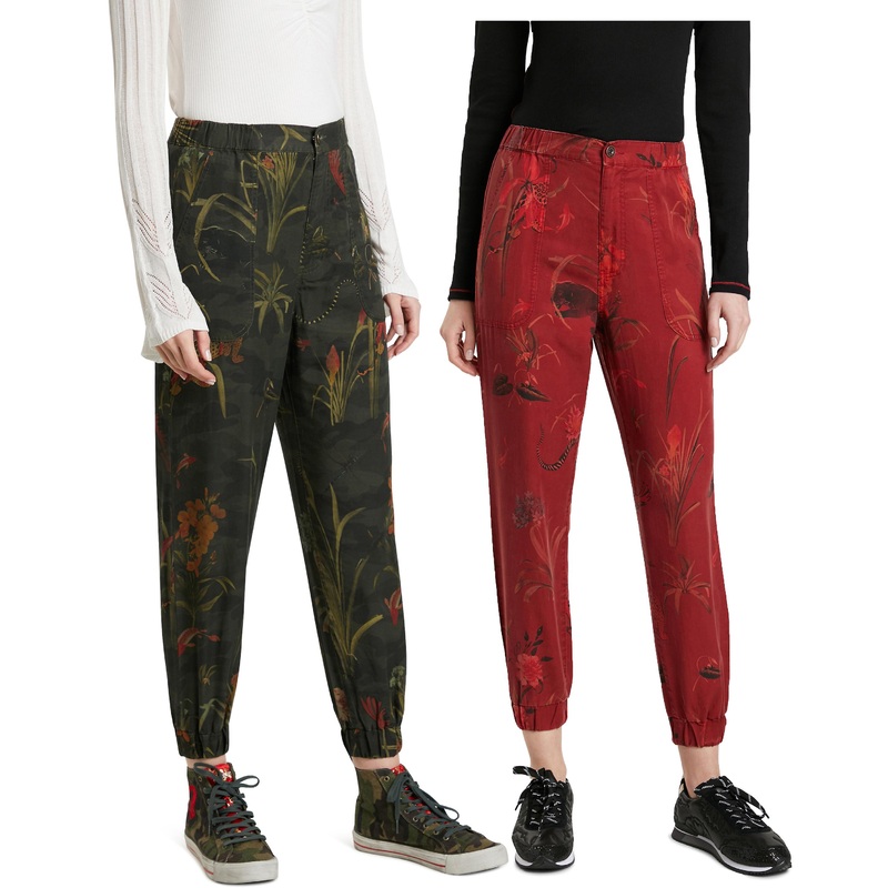 Desigual Camotiger Tencel Jogger Pants Camoflauge Style 21WWPN07