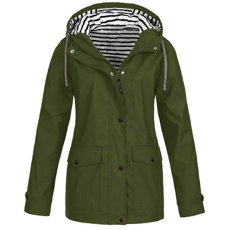 Women’s Rain Jacket, Waterproof, Breathable, Large Sizes, Thin 002Army Green 4XL
