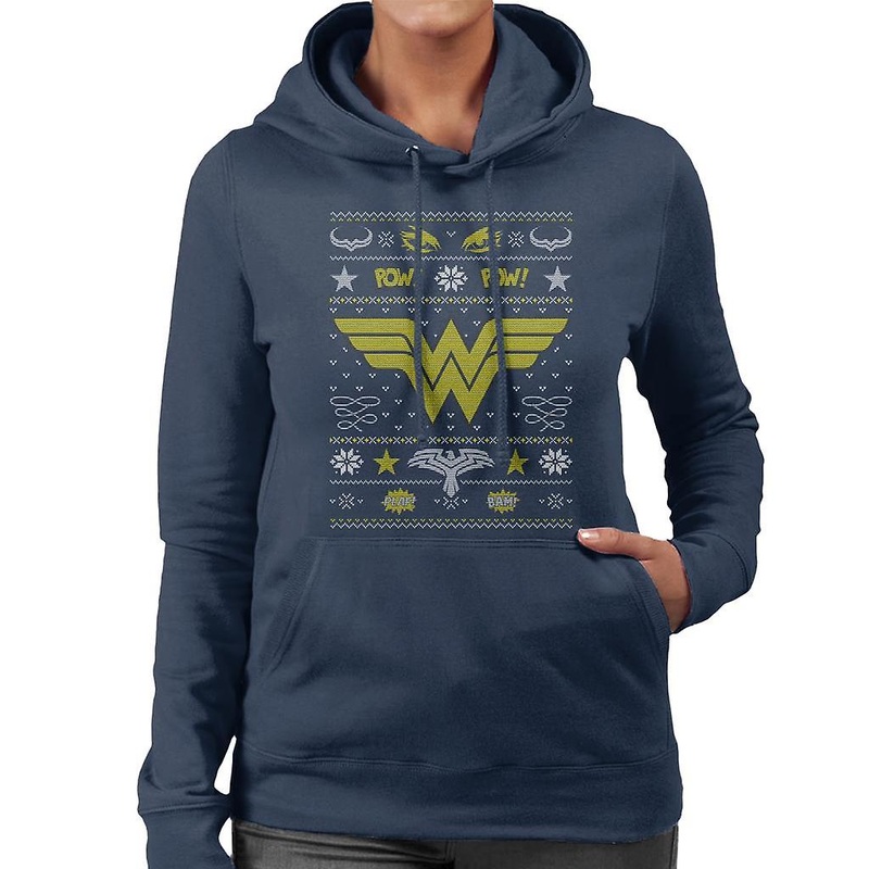 Wonder Woman Christmas Pow Pow Women’s Hooded Sweatshirt