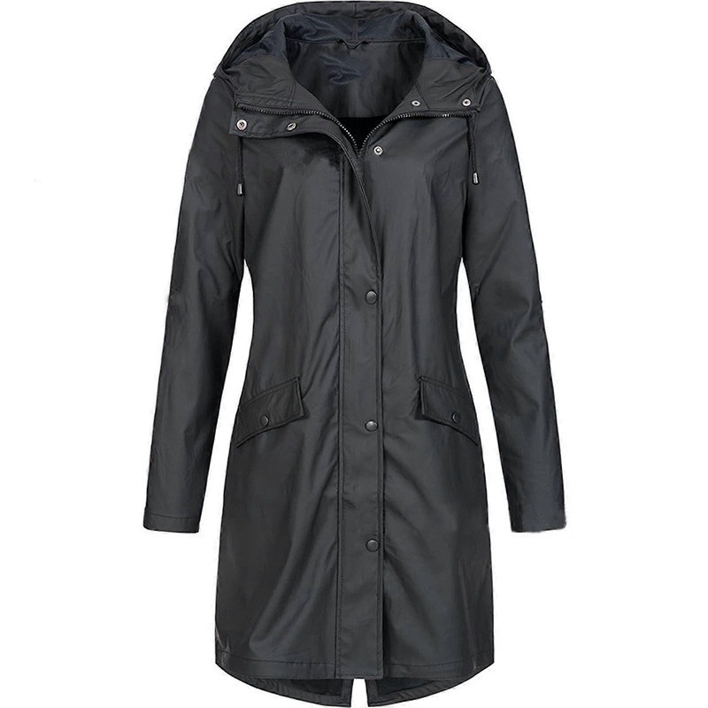 Pocket Casual Zipper Raincoat for Hiking Lightweight Waterproof Jacket with Hood for Men and Women