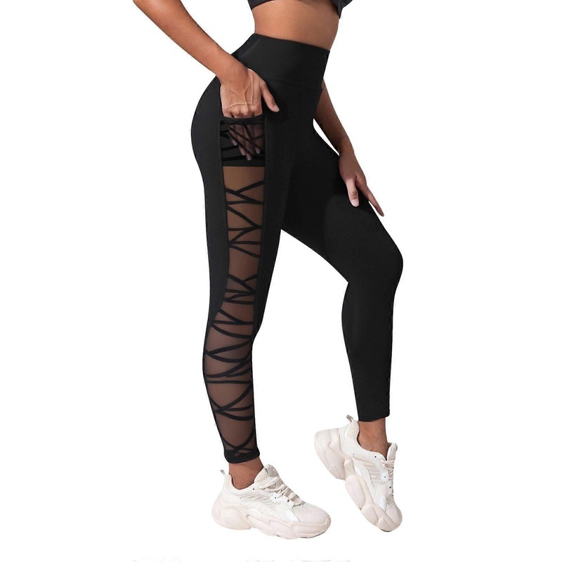 Business Trousers Women Straight Leg Nine Quarter Yoga Pants Leggings Opaque Pattern Size S All Day Comfort Black