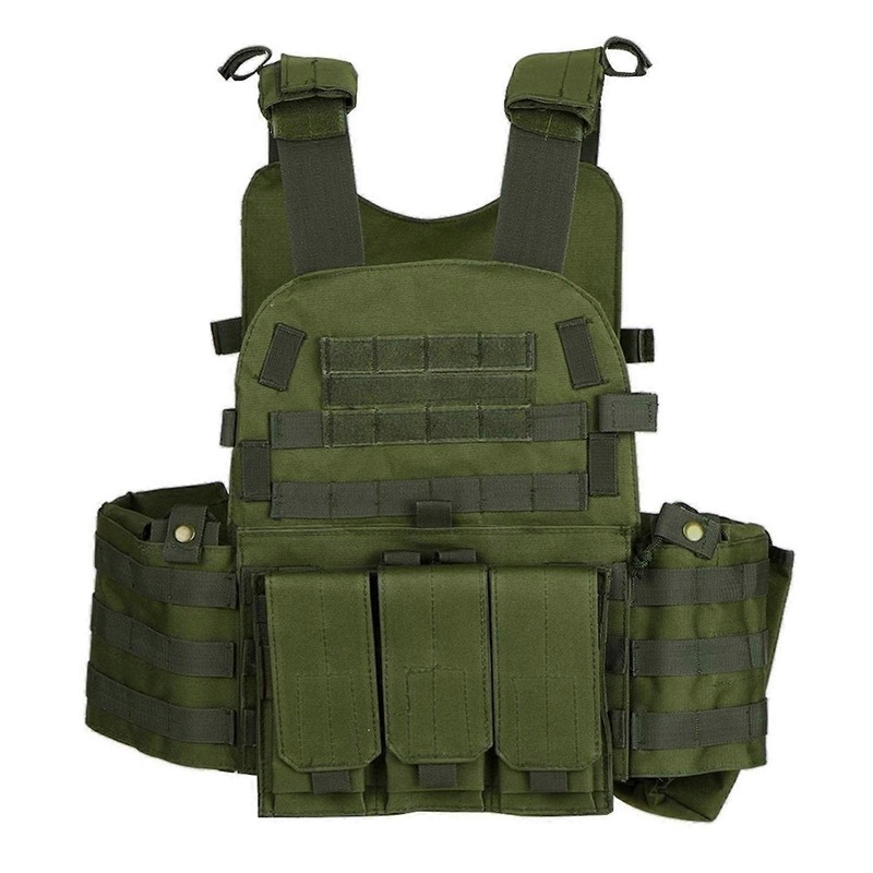Military Tactical Vest Body Molle Hunting Vest CS Outdoor Men’s Vest with Drinking Pocket Holder Tactical Camouflage Vest Waistcoat Army Green
