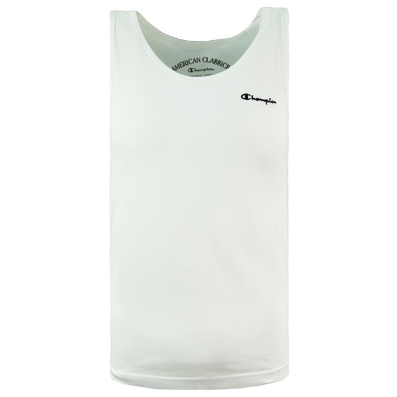 Champion American Classics Sleeveless Plain White Mens Logo Vest 207587 006
