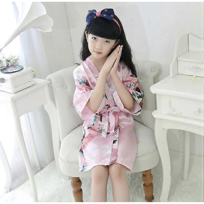 Traditional Japanese Silk Peacock Kimono Pajamas Sleepwear