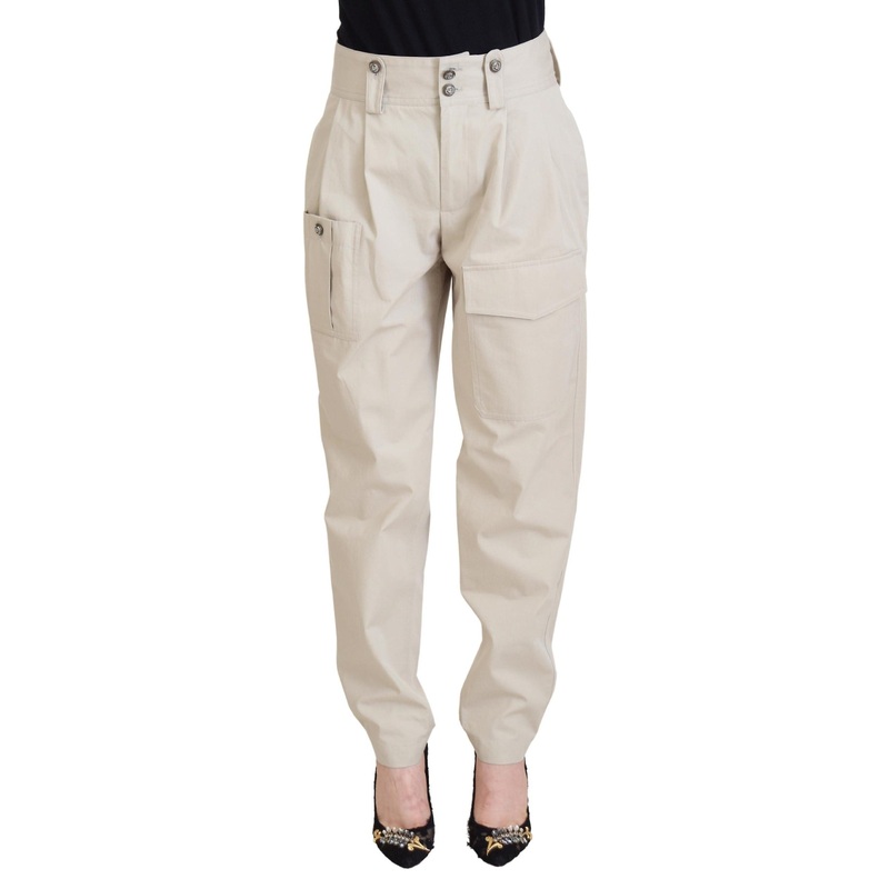Dolce & Gabbana Beige High Waist Women Pants