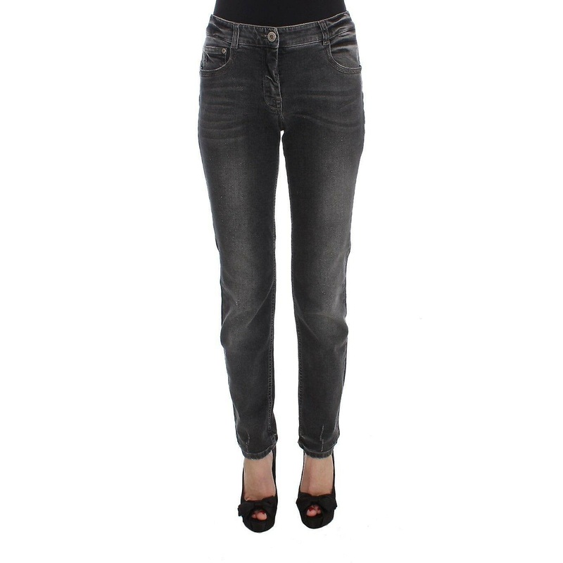 Gray Wash Cotton Blend Stretch Jeans Pants