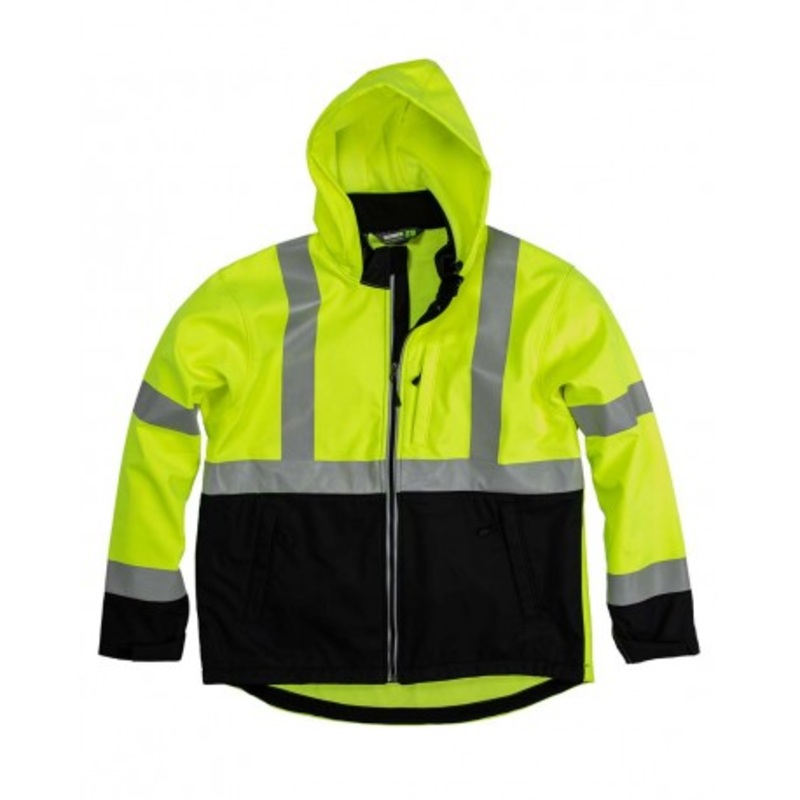 Berne Apparel HVJS206 Hi-Vis Class 3 Hooded Soft Shell Jacket | Berne Apparel HVJS206