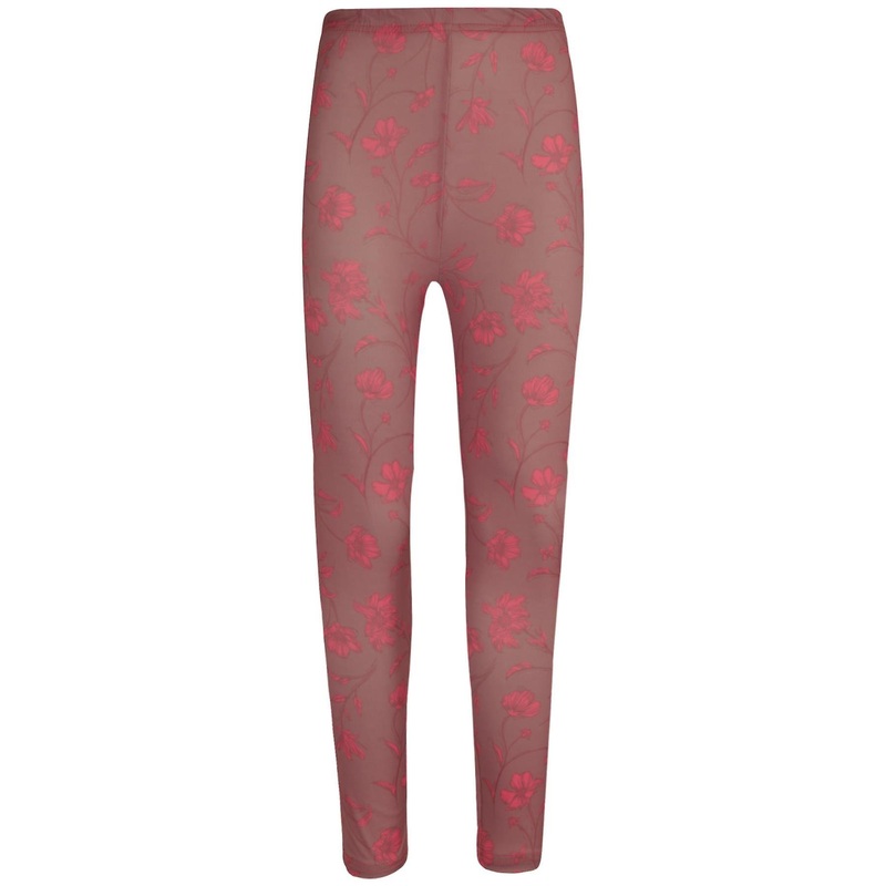 Girls Salmon Pink Floral Print Soft Stretchy Summer Leggings