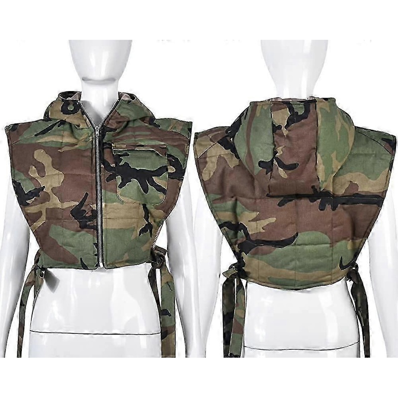 Women’s Denim Cropped Puffer Vest Tie Sleeveless Zip Up Hoodies Bubble Coats