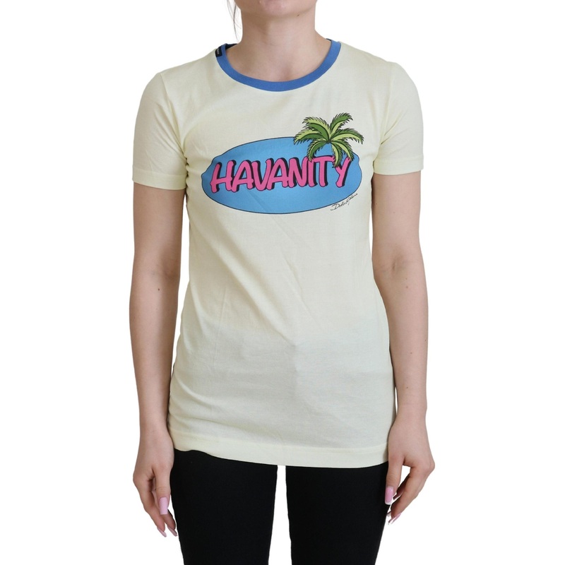 Yellow Havanity Round Neck Tee Cotton T-shirt