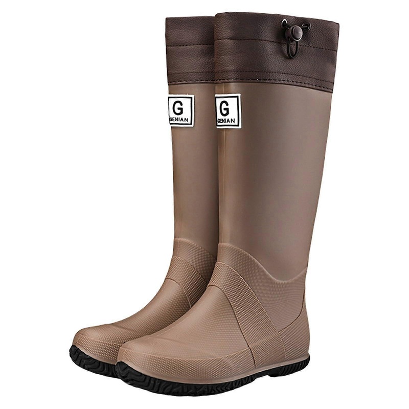 Women’s Rain Boots  Foldable Rubber Boots with Adjustable Cuff, SlipResistant Sole, Lightweight, for Gardening  Outdoor Work, EU Size 37, Brown