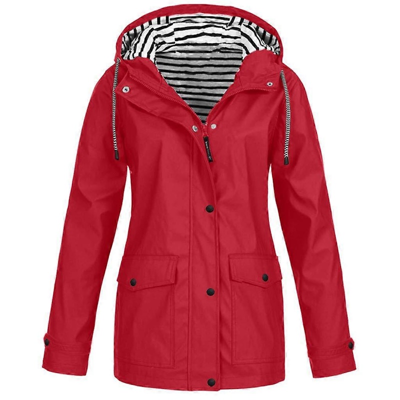 Rain Jacket Women Waterproof Softshell Hooded Outdoor Coat For Hiking And Trekking Breathable Lightweight Red 5XL