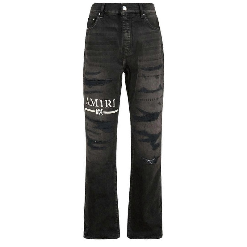 Amiri MA Bar Logo Straight Fit Aged Black Denim Jeans