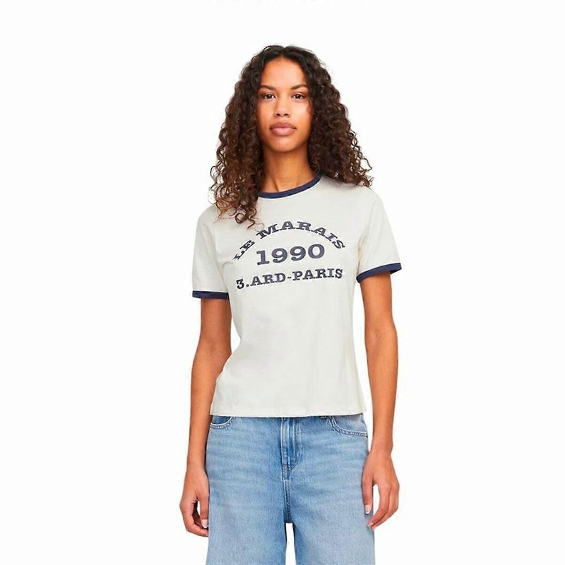 Womens Short Sleeve T-Shirt Jack & Jones Jxperle Reg Fit White