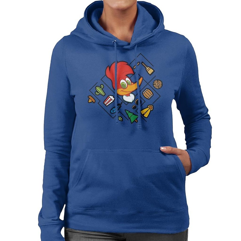 Woody Woodpecker Character Head With Icons Women’s Hooded Sweatshirt